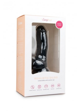 Easytoys - tapadótalpas, herés dildó (15cm) - fekete